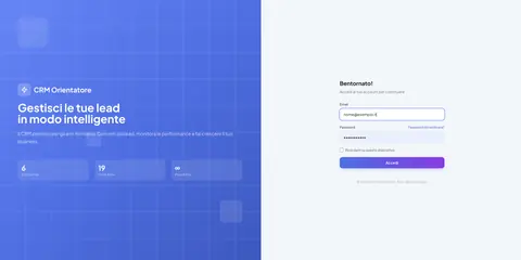 Schermata di accesso al CRM FAMA