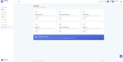 Pagina Strumenti del CRM FAMA con le risorse per gli orientatori