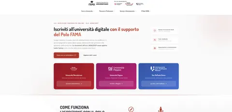 Pagina di iscrizione all'università digitale sul sito polodidatticofama.it