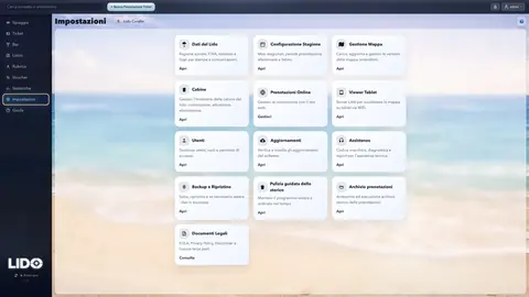 Pannello delle impostazioni di Lidomatic